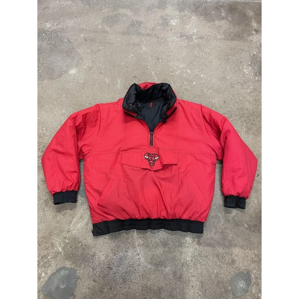 Chicago Bulls Jacket Mens XL Black Red NBA Basketball Reversible‎ PRO LAYER